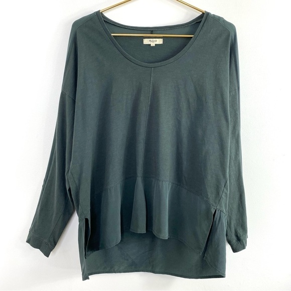 MADEWELL Silk Hem Dolman Long Sleeve Top in Sage Green Style E2428 - Picture 2 of 6